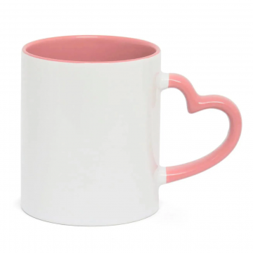 Caneca Alça de coração-Rosa...