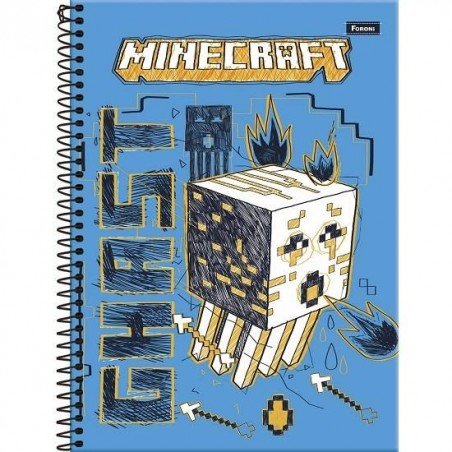 Caderno Espiral Universitário (Grande) 10 Matérias 160 Folhas Capa Dura Minecraft