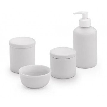 Kit Higiene Bebê Porcelana 4 Peças Branco p/Sublimação. Importado - 1