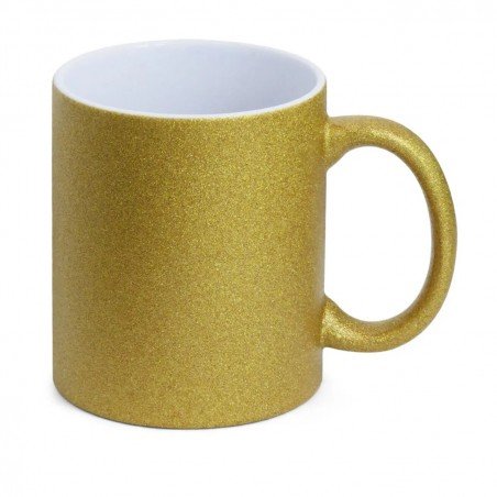 Caneca de Cerâmica Glitter Dourada para Sublimação - 325ml